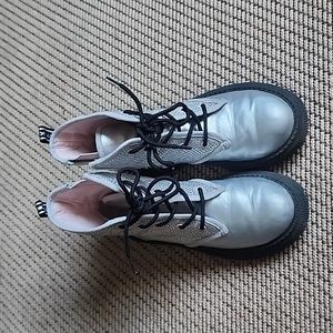 Silver combat boots for girls DKNY side zipper